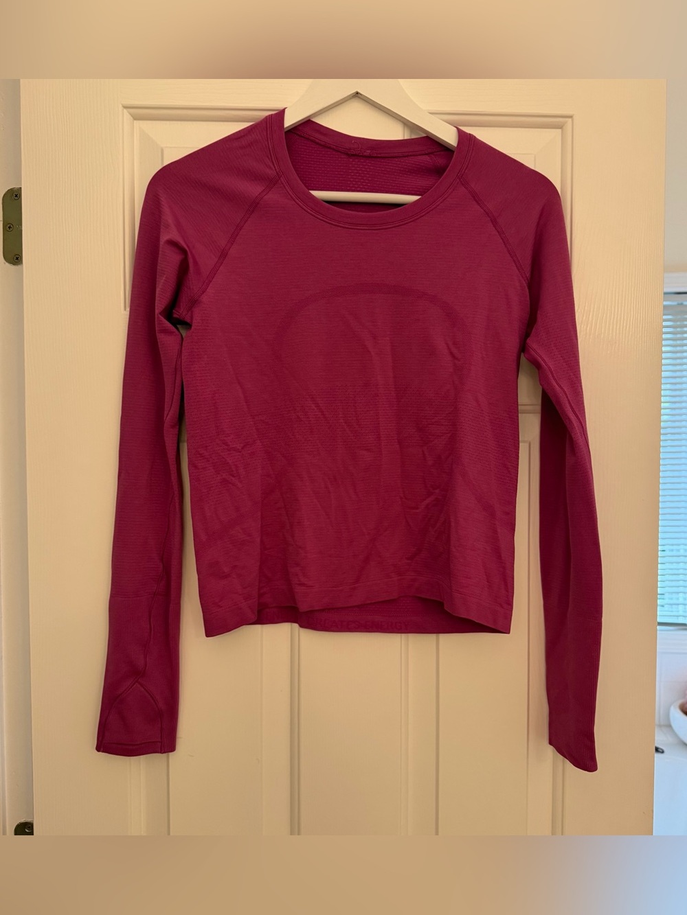Lululemon vivid plum long sleeve swifty tech size 8